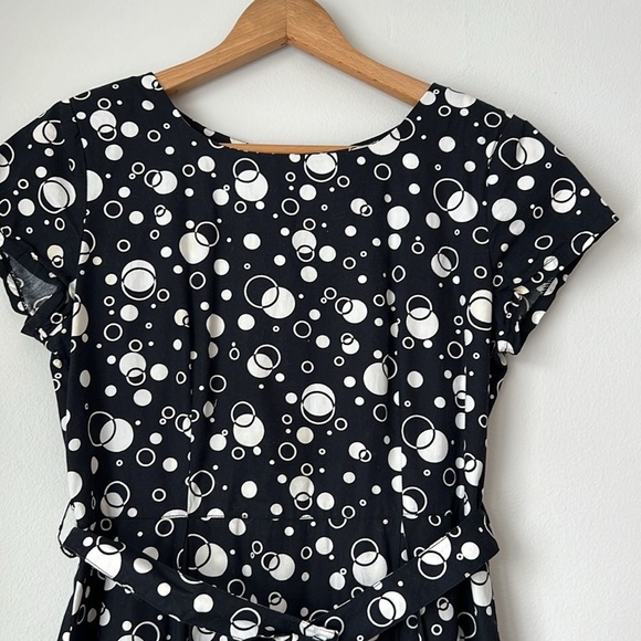 Handmade Vintage Fit and Flare Dress Black and White Circles 4 - Picture 3 of 10